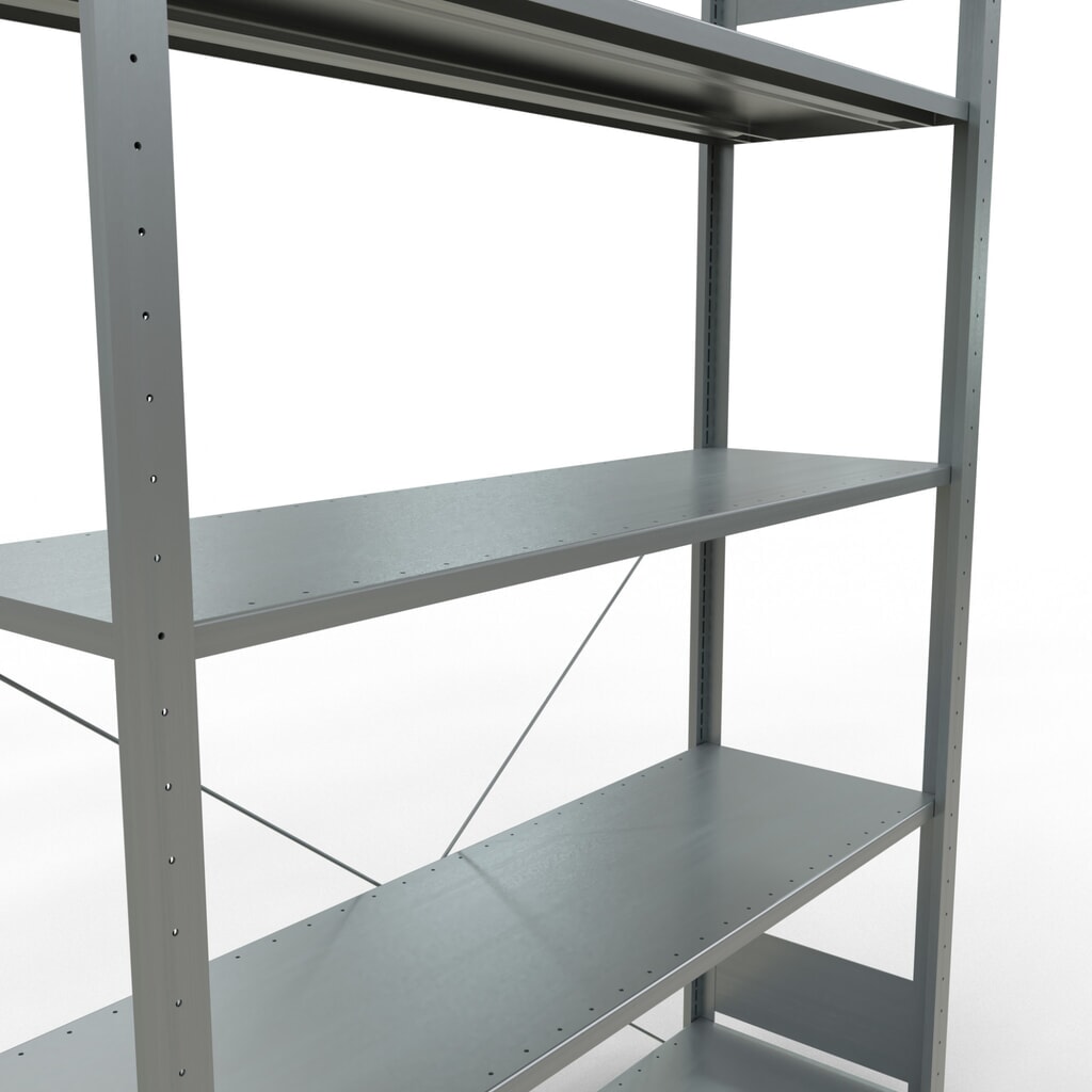 N° de l'image du produit 5 : SCHULTE Rayonnage à tablettes galvanisé avec 5 tablettes en tôle d’acier, charge par tablette 150 kg, HxlxP 2 000 x 1 360 x 436 mm