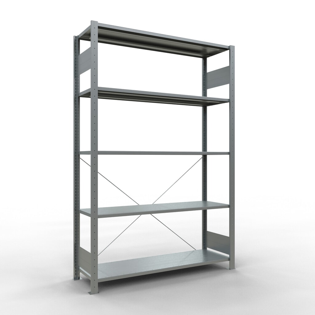 Illustration du produit: SCHULTE Rayonnage à tablettes galvanisé avec 5 tablettes en tôle d’acier, charge par tablette 150 kg, HxlxP 2 000 x 1 360 x 436 mm