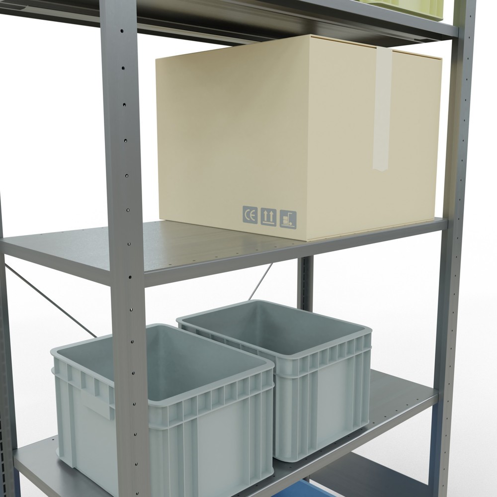 N° de l'image du produit 4 : SCHULTE Rayonnage à tablettes galvanisé avec 5 tablettes en tôle d’acier, charge par tablette 150 kg, HxlxP 2 000 x 1 060 x 536 mm