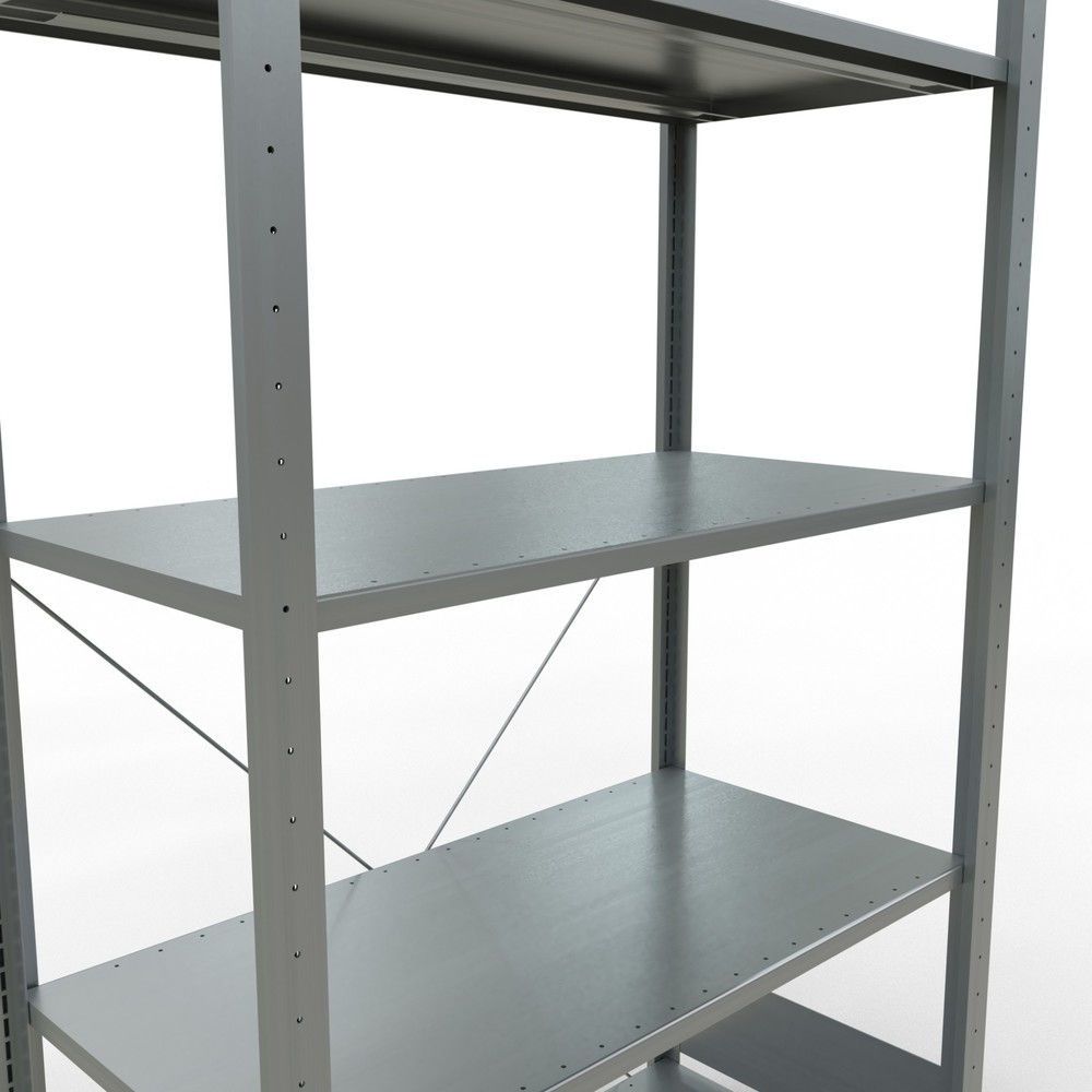 N° de l'image du produit 5 : SCHULTE Rayonnage à tablettes galvanisé avec 5 tablettes en tôle d’acier, charge par tablette 150 kg, HxlxP 2 000 x 1 060 x 536 mm