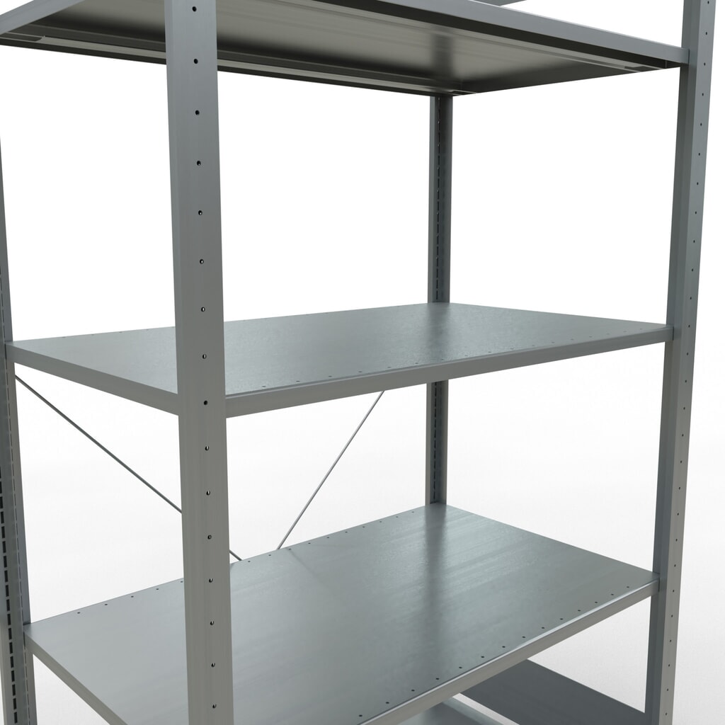 N° de l'image du produit 5 : SCHULTE Rayonnage à tablettes galvanisé avec 5 tablettes en tôle d’acier, charge par tablette 150 kg, HxlxP 2 000 x 1 060 x 636 mm