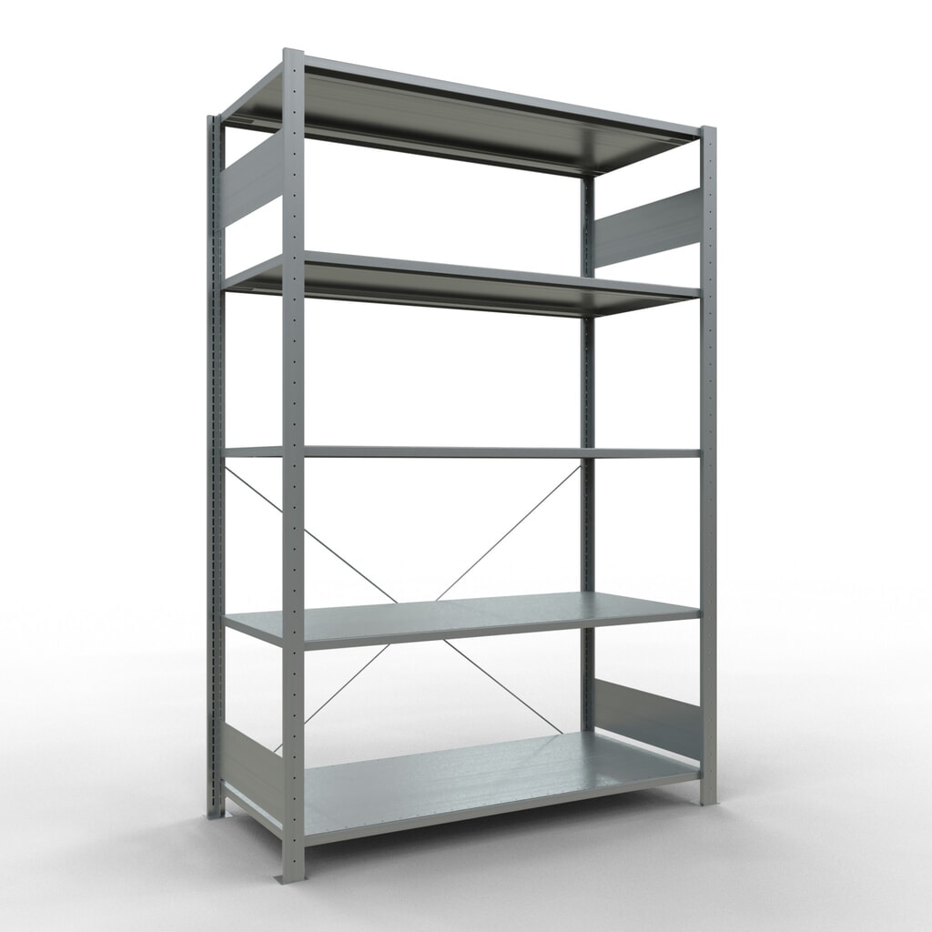 Illustration du produit: SCHULTE Rayonnage à tablettes galvanisé avec 5 tablettes en tôle d’acier, charge par tablette 150 kg, HxlxP 2 000 x 1 360 x 636 mm