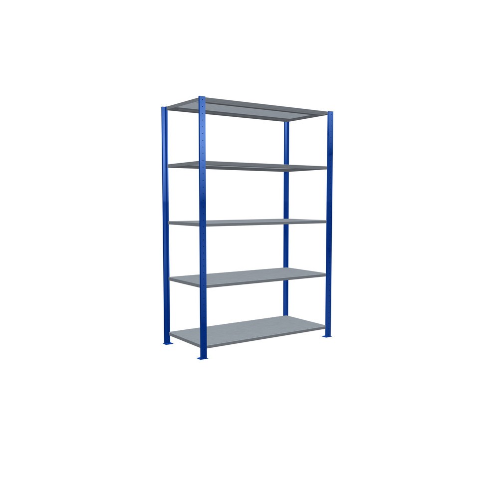 Numéro de l'image du produit 2: SCHULTE Rayonnage à tablettes, bleu gentiane / galvanisé, avec 5 tablettes en tôle d’acier, charge par tablette 150 kg, HxlxP 2 000 x 1 360 x 636 mm