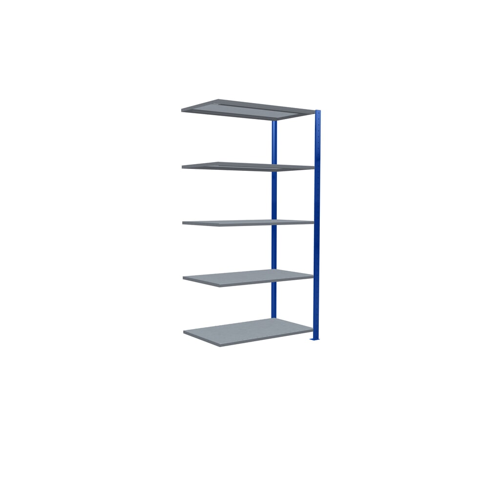 N° de l'image du produit 5 : Rayonnage à tablettes SCHULTE, système enfichable, travée auxiliaire, CT 150 kg, bleu gentiane/galvanisé, H x l x P 2 000 x 1 000 x 600 mm