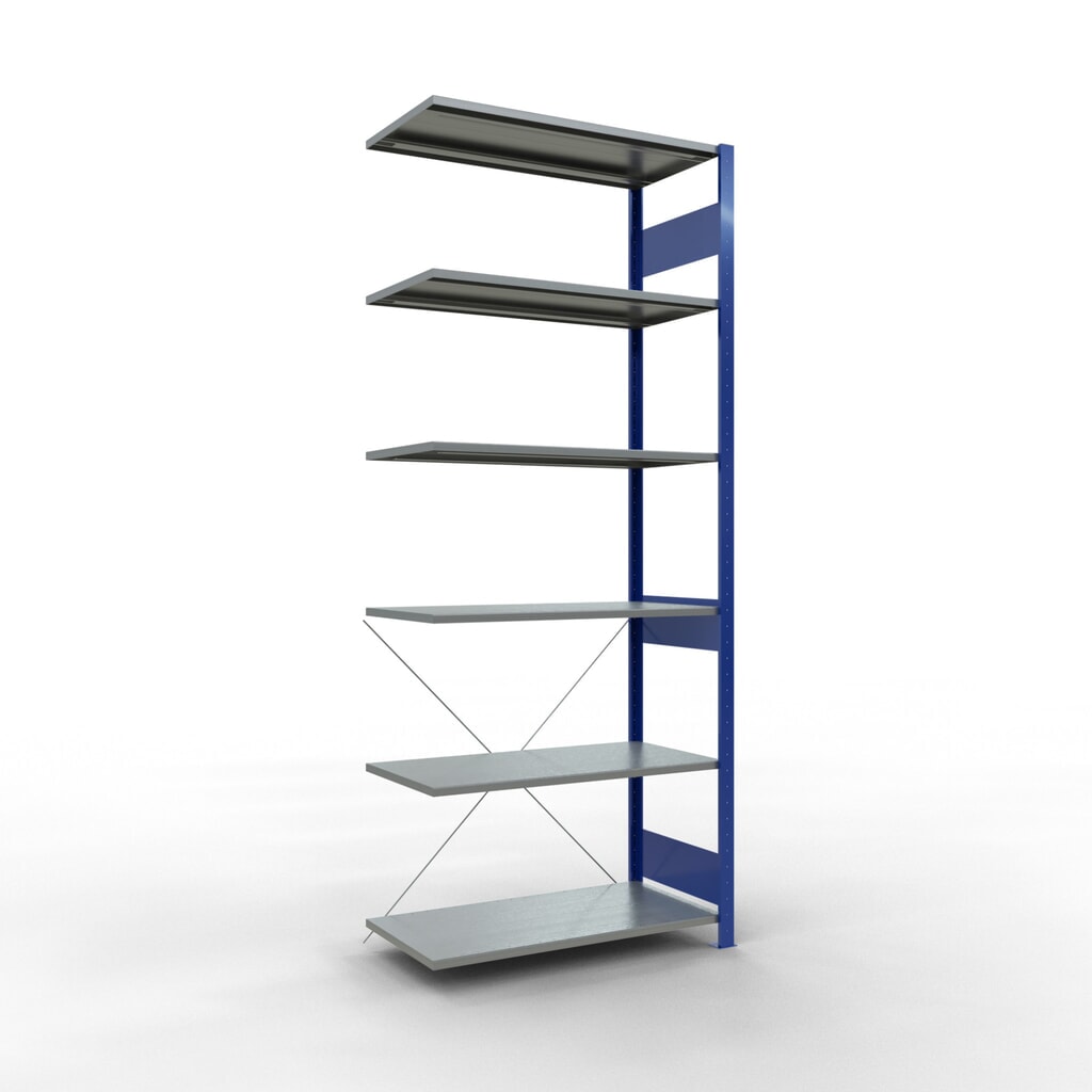 Illustration du produit: Rayonnage à tablettes SCHULTE, système enfichable, travée auxiliaire, CT 150 kg, bleu gentiane/galvanisé, H x l x P 2 500 x 1 000 x 500 mm
