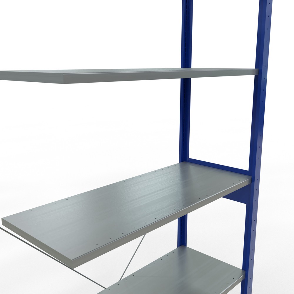 Numéro de l'image du produit 2: Rayonnage à tablettes SCHULTE, système enfichable, travée auxiliaire, CT 150 kg, bleu gentiane/galvanisé, H x l x P 2 500 x 1 000 x 400 mm