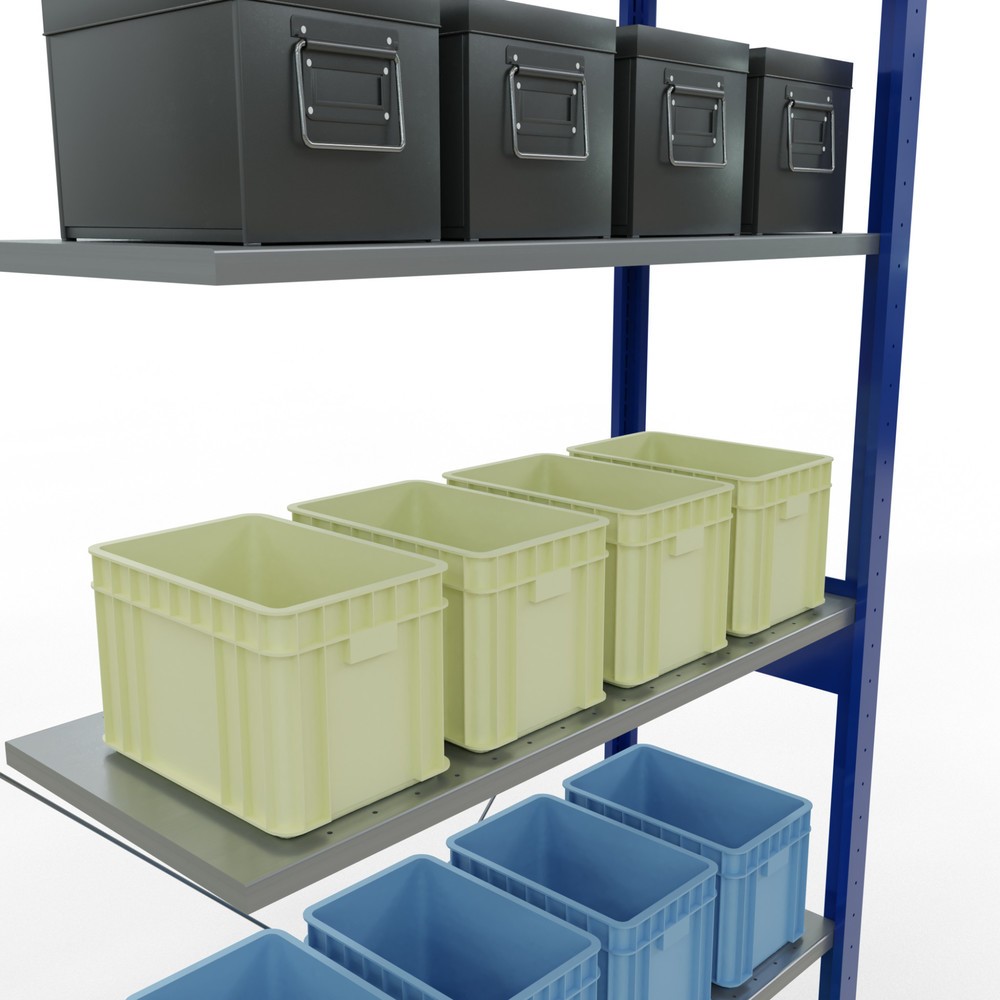 Numéro de l'image du produit 3: Rayonnage à tablettes SCHULTE, système enfichable, travée auxiliaire, CT 150 kg, bleu gentiane/galvanisé, H x l x P 2 500 x 1 000 x 400 mm