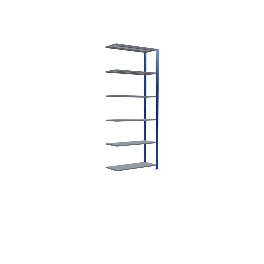 N° de l'image du produit 5 : Rayonnage à tablettes SCHULTE, système enfichable, travée auxiliaire, CT 150 kg, bleu gentiane/galvanisé, H x l x P 2 500 x 1 000 x 400 mm