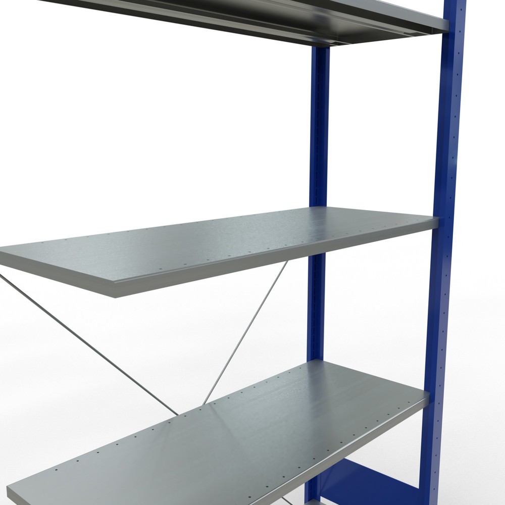 Numéro de l'image du produit 2: Rayonnage à tablettes SCHULTE, système enfichable, travée auxiliaire, CT 150 kg, bleu gentiane/galvanisé, H x l x P 2 000 x 1 000 x 400 mm