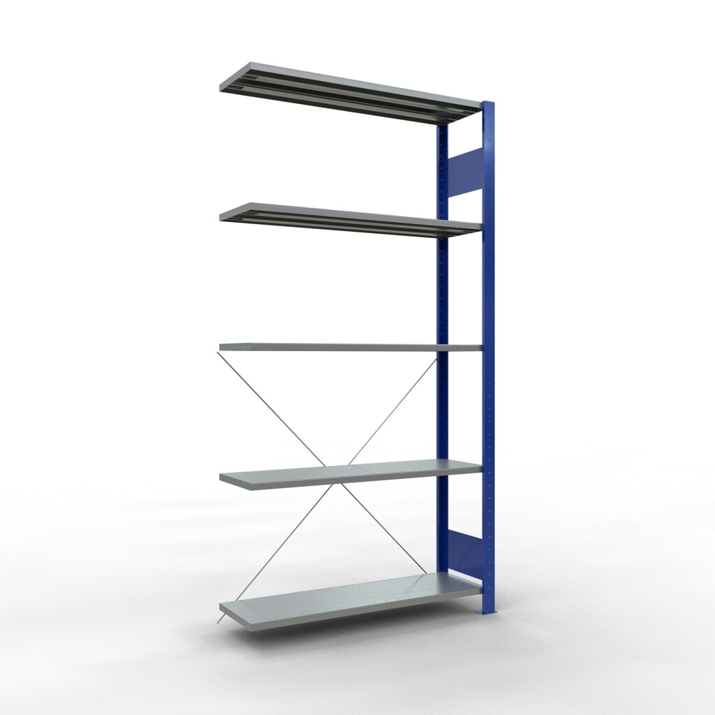 Illustration du produit: Rayonnage à tablettes SCHULTE, système enfichable, travée auxiliaire, CT 150 kg, bleu gentiane/galvanisé, H x l x P 2 000 x 1 000 x 300 mm