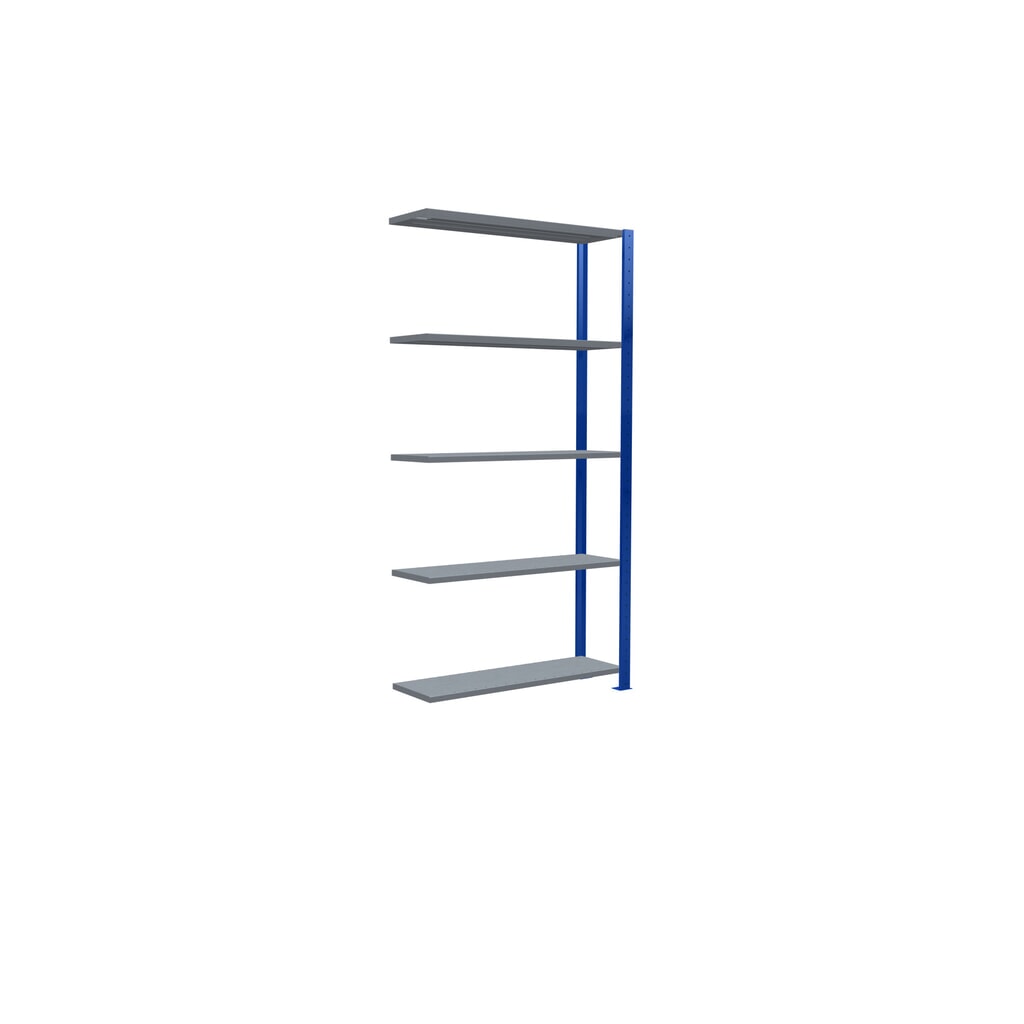 Rayonnage à tablettes SCHULTE, système enfichable, travée auxiliaire, CT 150 kg, bleu gentiane/galvanisé, H x l x P 2 000 x 1 000 x 300 mm N° de l'image du produit 5 : Rayonnage à tablettes SCHULTE, système enfichable, travée auxiliaire, CT 150 kg, bleu gentiane/galvanisé, H x l x P 2 000 x 1 000 x 300 mm