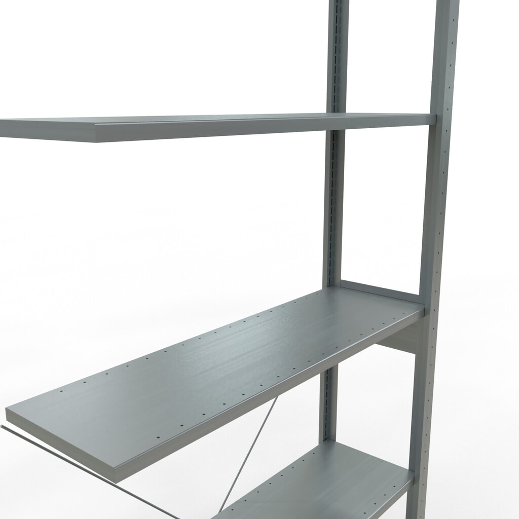 N° de l'image du produit 5 : Rayonnage à tablettes SCHULTE, système enfichable, travée auxiliaire, CT 150 kg, galvanisé, H x l x P 2 500 x 1 000 x 300 mm
