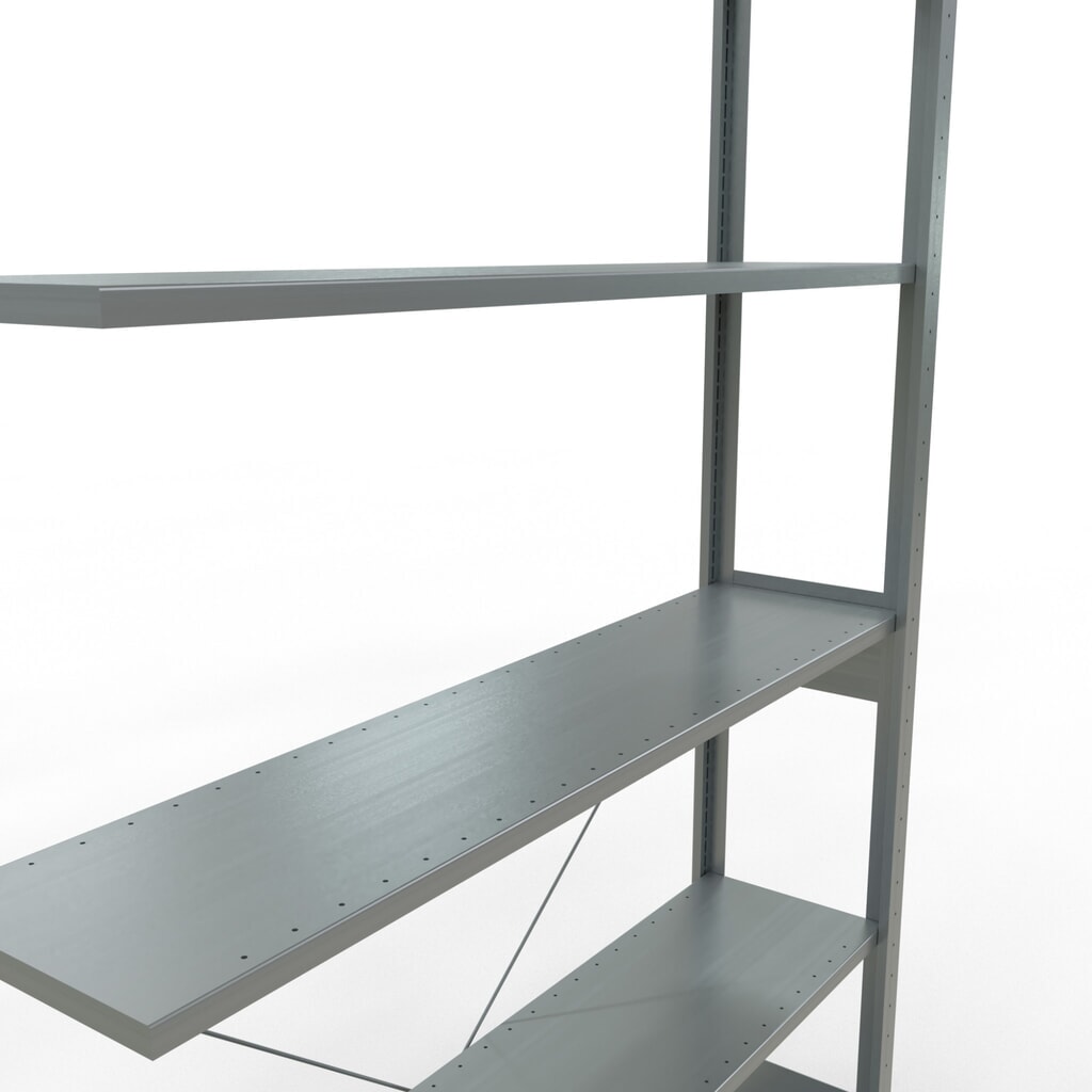 Rayonnage à tablettes SCHULTE, système enfichable, travée auxiliaire, CT 150 kg, galvanisé, H x l x P 2 500 x 1 300 x 300 mm N° de l'image du produit 5 : Rayonnage à tablettes SCHULTE, système enfichable, travée auxiliaire, CT 150 kg, galvanisé, H x l x P 2 500 x 1 300 x 300 mm