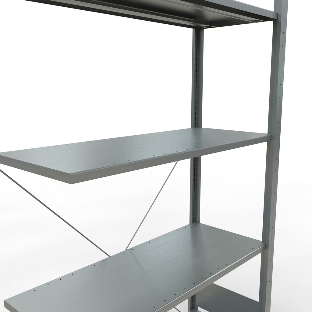 Rayonnage à tablettes SCHULTE, système enfichable, travée auxiliaire, CT 150 kg, galvanisé, H x l x P 2 000 x 1 000 x 400 mm N° de l'image du produit 5 : Rayonnage à tablettes SCHULTE, système enfichable, travée auxiliaire, CT 150 kg, galvanisé, H x l x P 2 000 x 1 000 x 400 mm