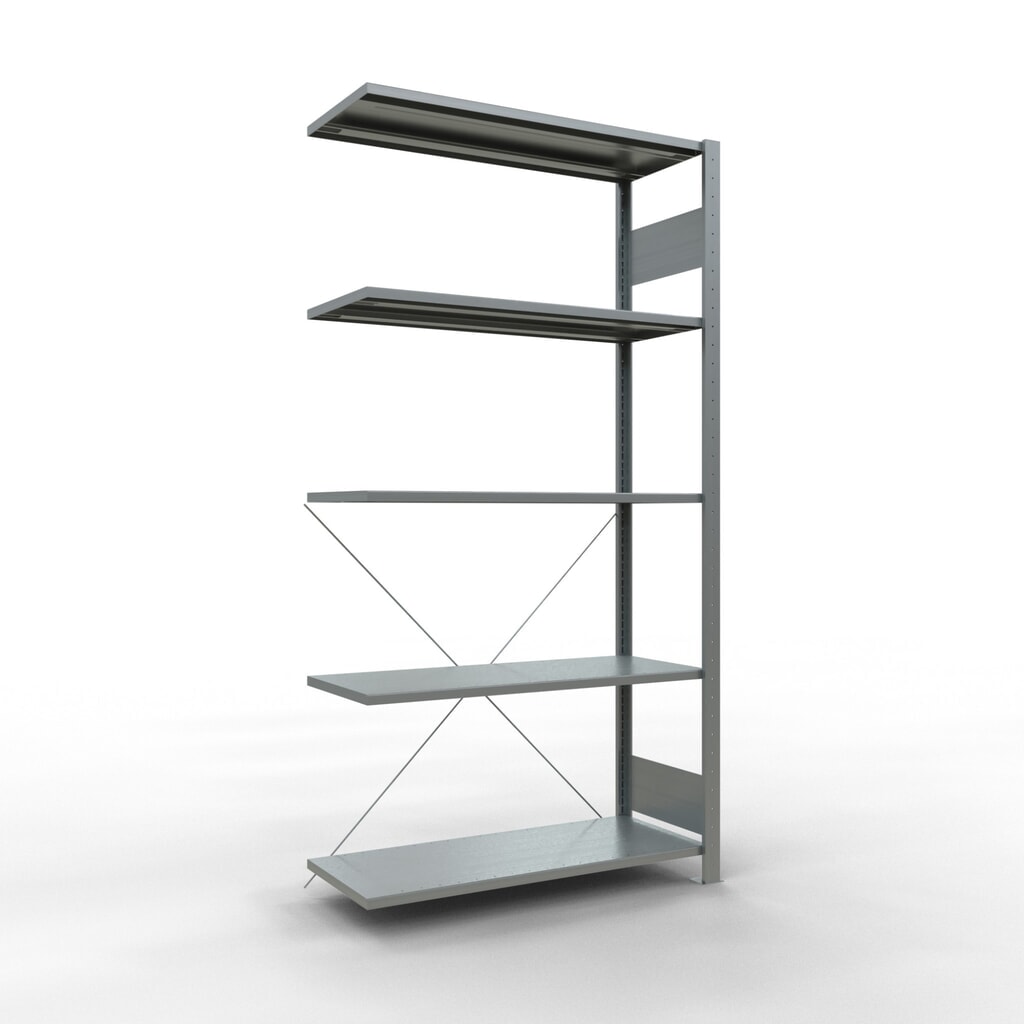 Illustration du produit: Rayonnage à tablettes SCHULTE, système enfichable, travée auxiliaire, CT 150 kg, galvanisé, H x l x P 2 000 x 1 000 x 400 mm