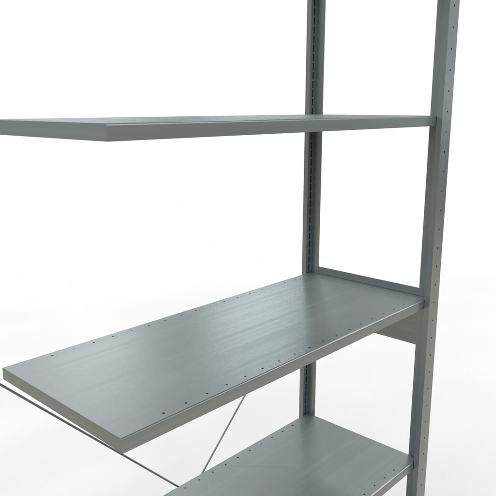 N° de l'image du produit 5 : Rayonnage à tablettes SCHULTE, système enfichable, travée auxiliaire, CT 150 kg, galvanisé, H x l x P 2 500 x 1 000 x 400 mm