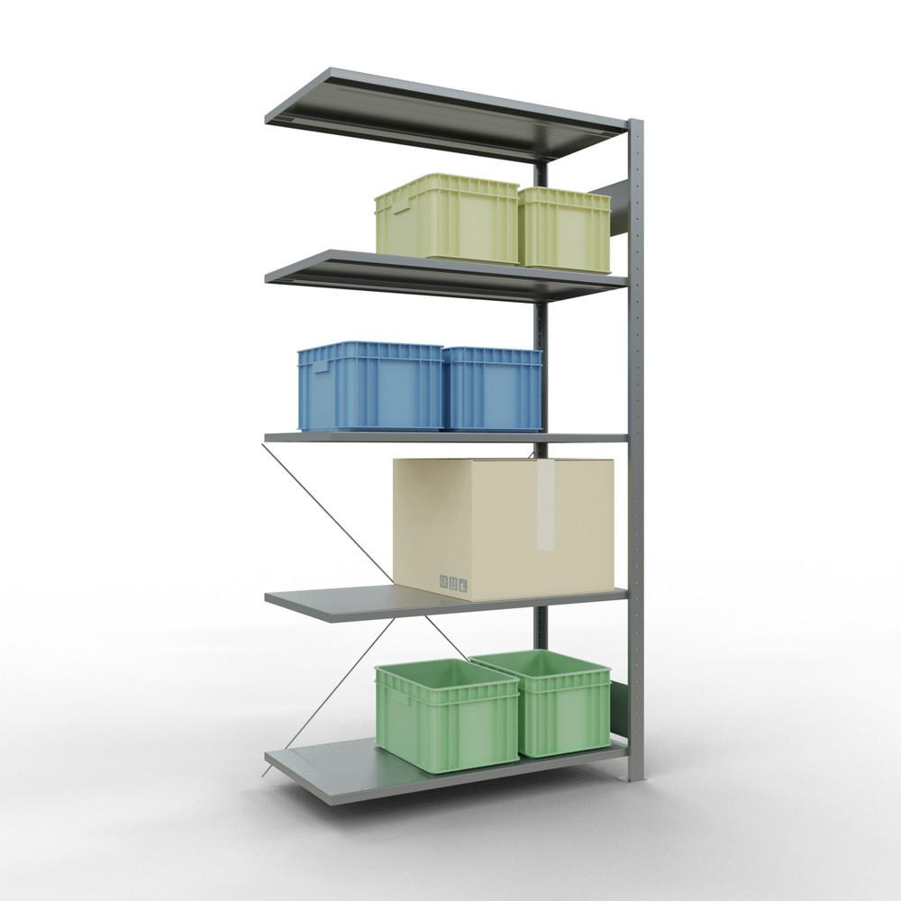 N° de l'image du produit 3 : Rayonnage à tablettes SCHULTE, système enfichable, travée auxiliaire, CT 150 kg, galvanisé, H x l x P 2 000 x 1 000 x 500 mm