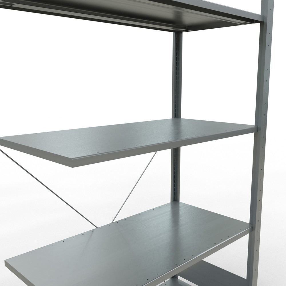 N° de l'image du produit 5 : Rayonnage à tablettes SCHULTE, système enfichable, travée auxiliaire, CT 150 kg, galvanisé, H x l x P 2 000 x 1 000 x 500 mm
