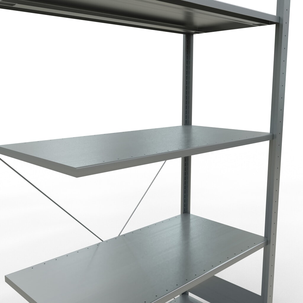 N° de l'image du produit 5 : Rayonnage à tablettes SCHULTE, système enfichable, travée auxiliaire, CT 150 kg, galvanisé, H x l x P 2 000 x 1 000 x 500 mm