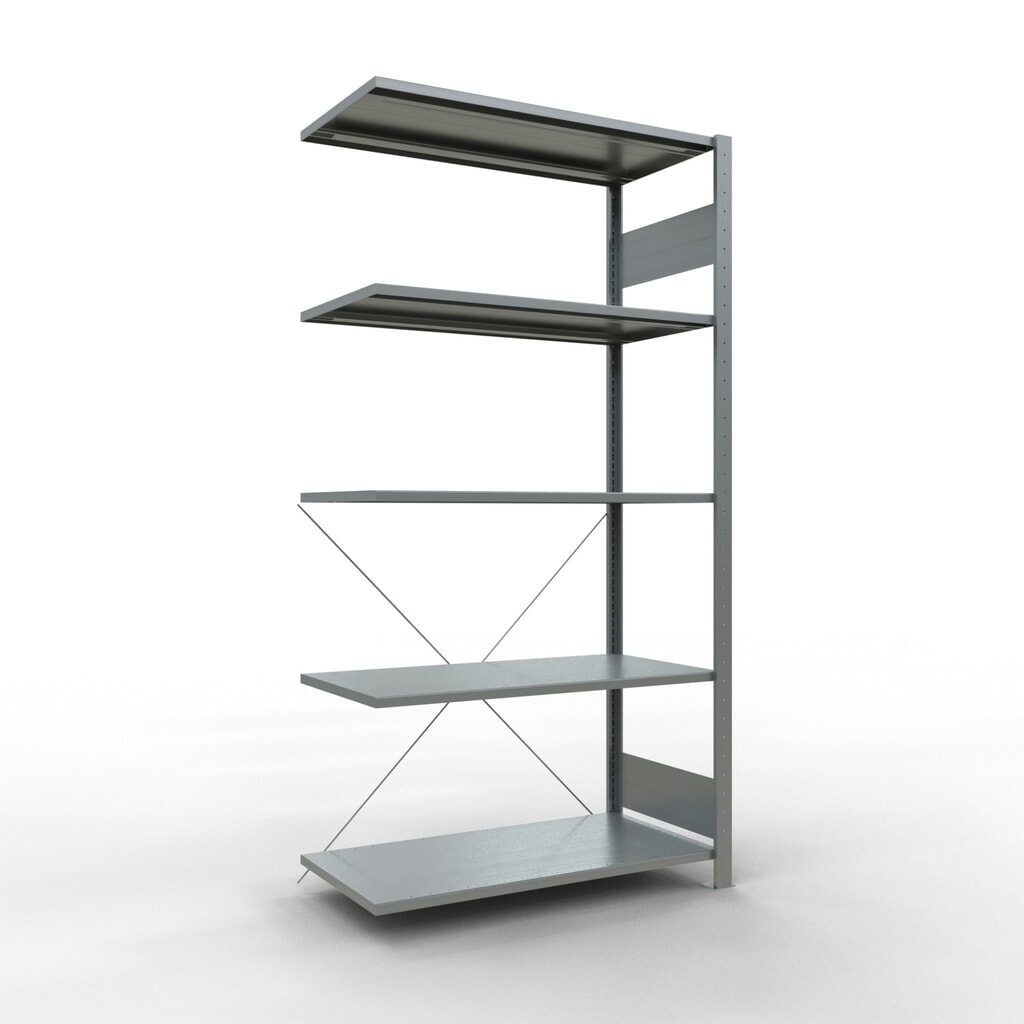 Illustration du produit: Rayonnage à tablettes SCHULTE, système enfichable, travée auxiliaire, CT 150 kg, galvanisé, H x l x P 2 000 x 1 000 x 500 mm