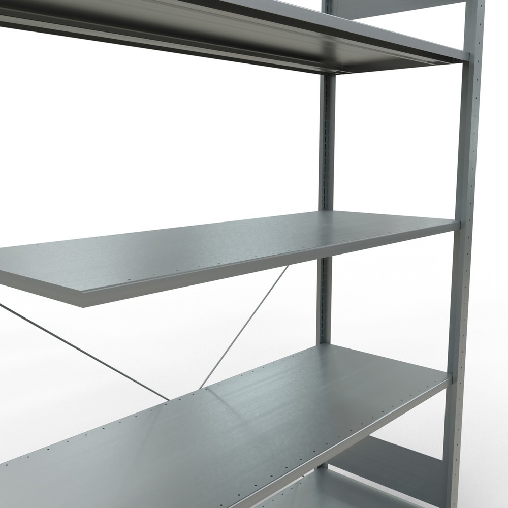 N° de l'image du produit 5 : Rayonnage à tablettes SCHULTE, système enfichable, travée auxiliaire, CT 150 kg, galvanisé, H x l x P 2 000 x 1 300 x 500 mm