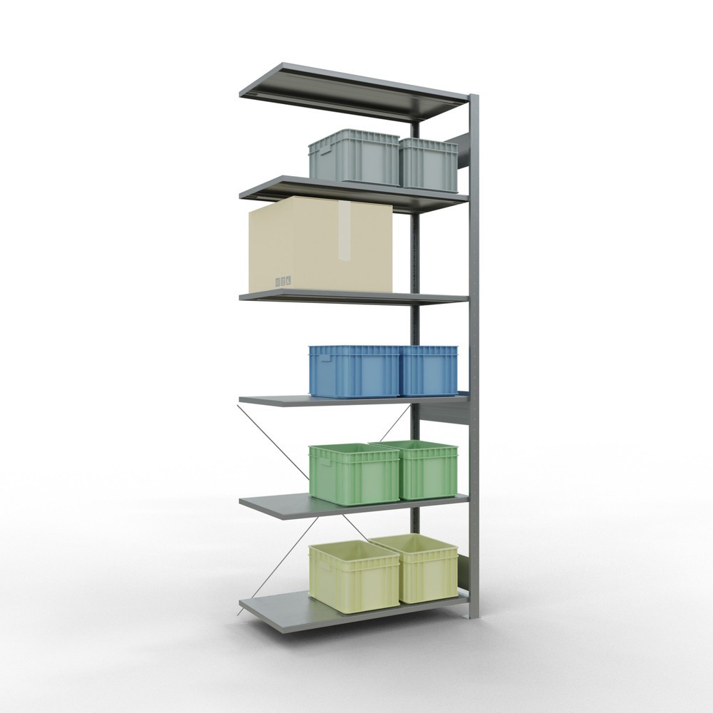 N° de l'image du produit 3 : Rayonnage à tablettes SCHULTE, système enfichable, travée auxiliaire, CT 150 kg, galvanisé, H x l x P 2 500 x 1 000 x 500 mm