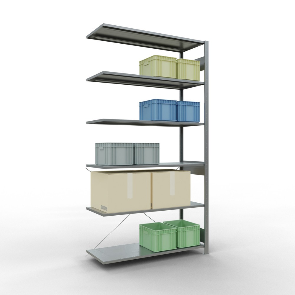 N° de l'image du produit 3 : Rayonnage à tablettes SCHULTE, système enfichable, travée auxiliaire, CT 150 kg, galvanisé, H x l x P 2 500 x 1 300 x 500 mm