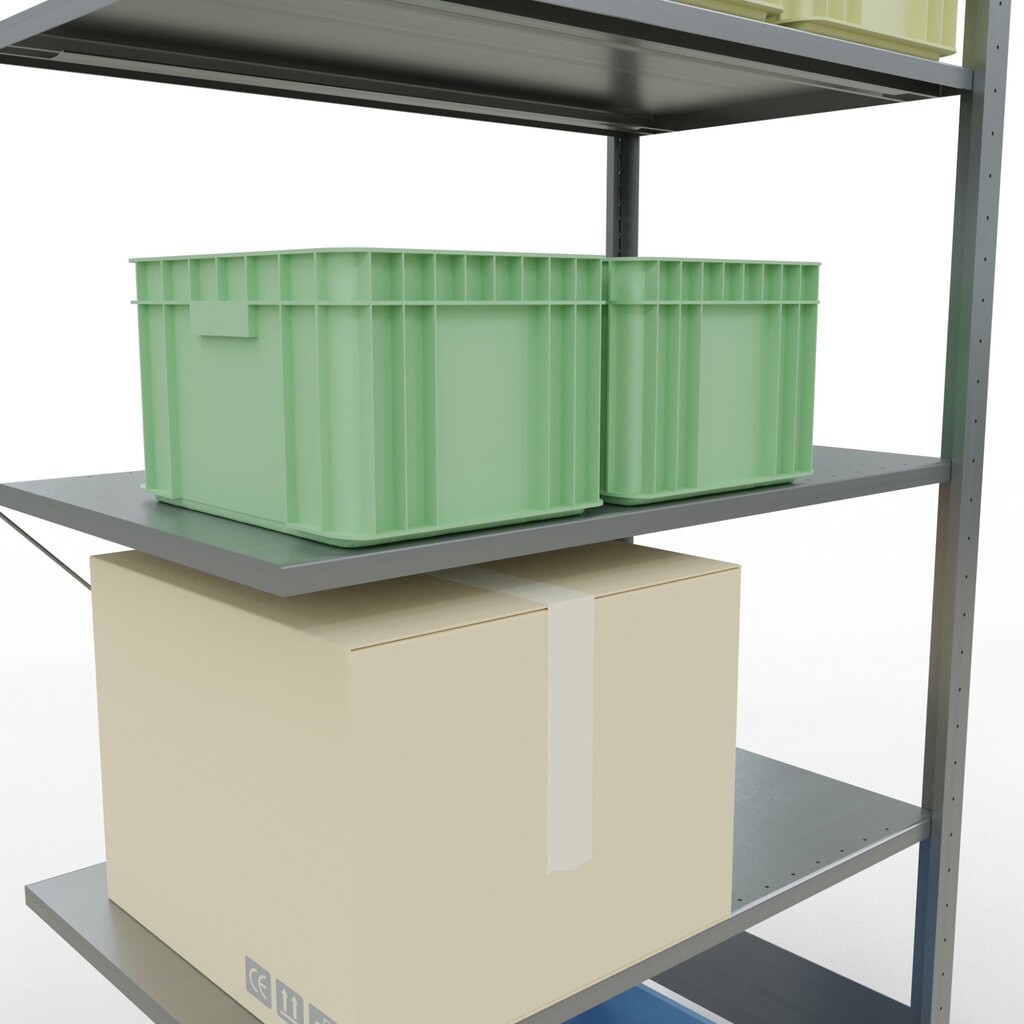 N° de l'image du produit 4 : Rayonnage à tablettes SCHULTE, système enfichable, travée auxiliaire, CT 150 kg, galvanisé, H x l x P 2 000 x 1 000 x 600 mm