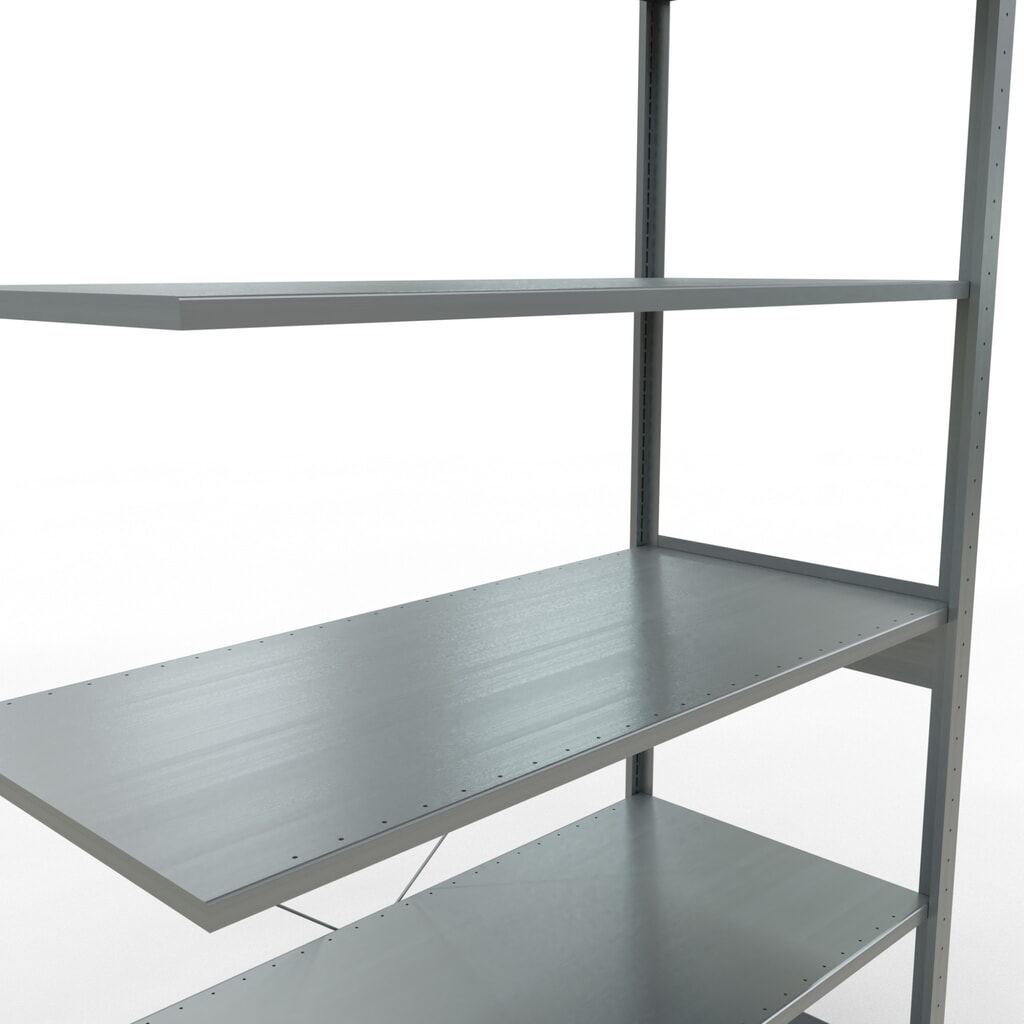 Rayonnage à tablettes SCHULTE, système enfichable, travée auxiliaire, CT 150 kg, galvanisé, H x l x P 2 500 x 1 300 x 600 mm N° de l'image du produit 5 : Rayonnage à tablettes SCHULTE, système enfichable, travée auxiliaire, CT 150 kg, galvanisé, H x l x P 2 500 x 1 300 x 600 mm
