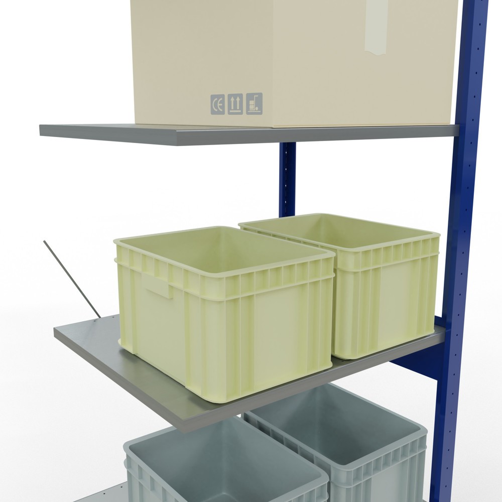 Numéro de l'image du produit 4: Rayonnage à tablettes SCHULTE, travée auxiliaire, bleu gentiane/galvanisé, CT 150 kg, HxlxP 2 500 x 750 x 600 mm