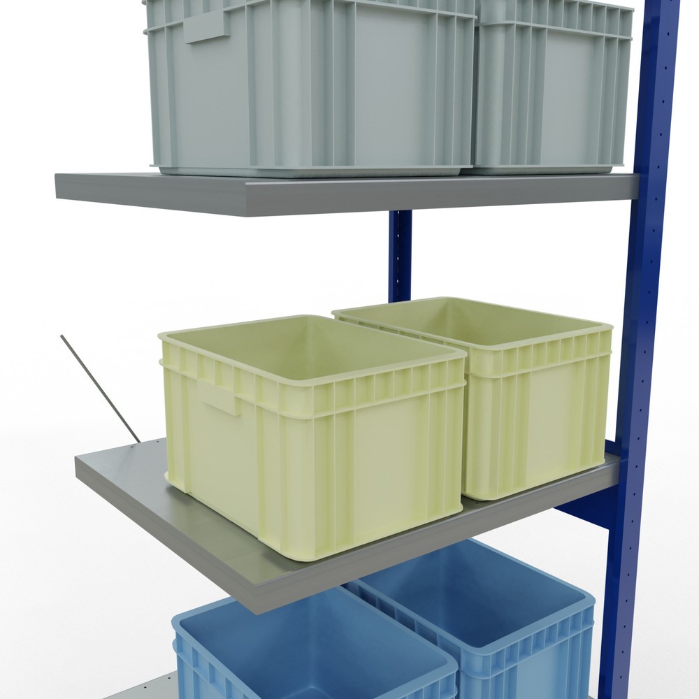 Numéro de l'image du produit 4: Rayonnage à tablettes SCHULTE, travée auxiliaire, bleu gentiane/galvanisé, CT 250 kg, HxlxP 2 500 x 750 x 600 mm