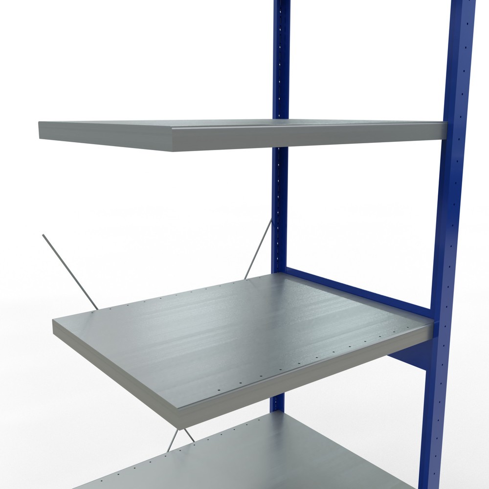 Numéro de l'image du produit 5: Rayonnage à tablettes SCHULTE, travée auxiliaire, bleu gentiane/galvanisé, CT 250 kg, HxlxP 2 500 x 750 x 600 mm