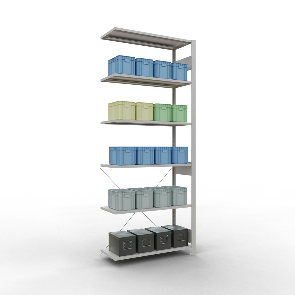 Numéro de l'image du produit 3: Rayonnage à tablettes SCHULTE, travée auxiliaire, charge par tablette 150 kg, gris clair, HxlxP 2500 x 1000 x 400 mm