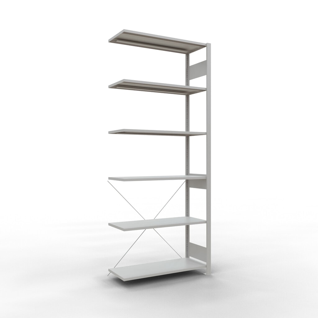 Illustration du produit: Rayonnage à tablettes SCHULTE, travée auxiliaire, charge par tablette 150 kg, gris clair, HxlxP 2500 x 1000 x 400 mm