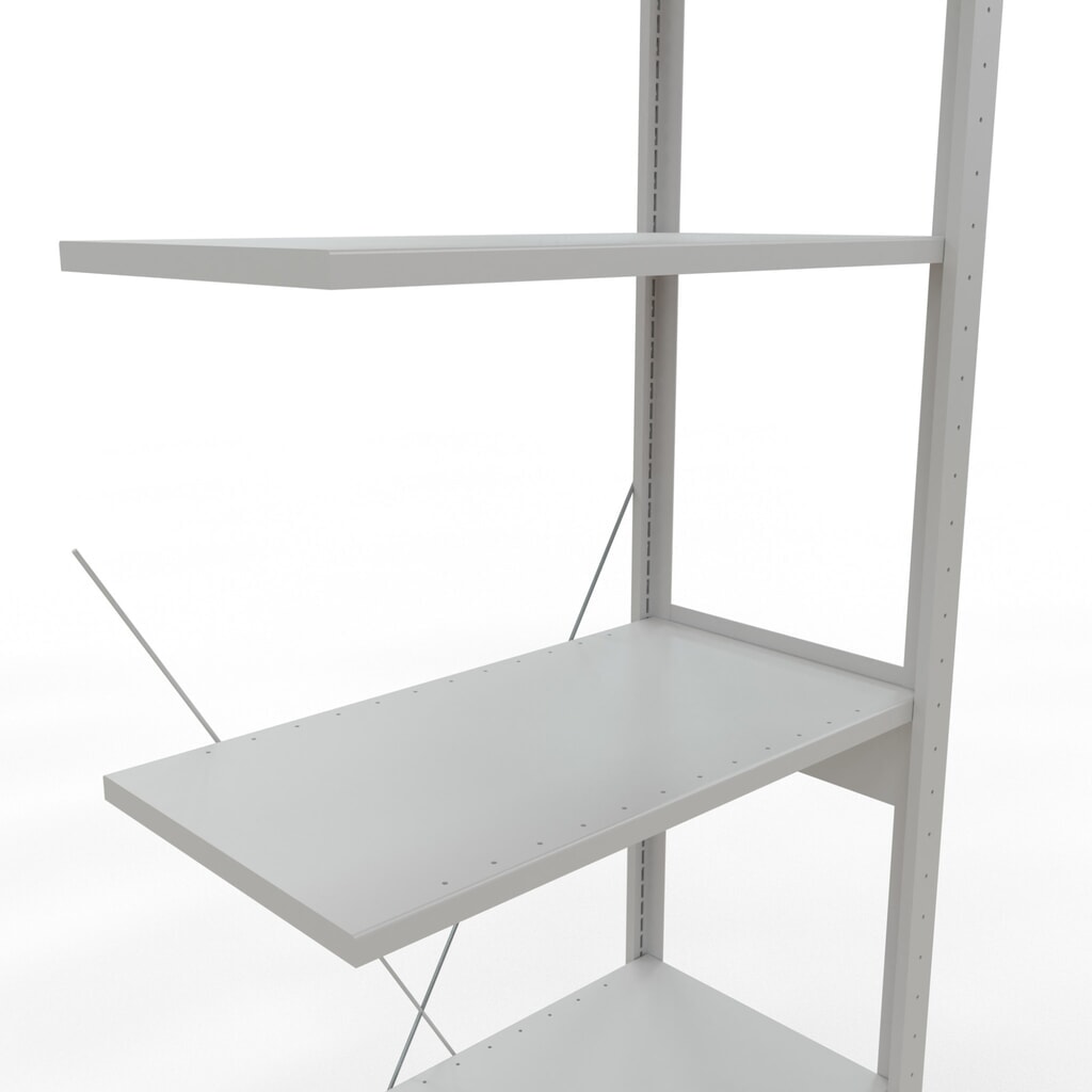 Rayonnage à tablettes SCHULTE, travée auxiliaire, charge par tablette 150 kg, gris clair, H x l x P 2 500 x 750 x 400 mm N° de l'image du produit 5 : Rayonnage à tablettes SCHULTE, travée auxiliaire, charge par tablette 150 kg, gris clair, H x l x P 2 500 x 750 x 400 mm