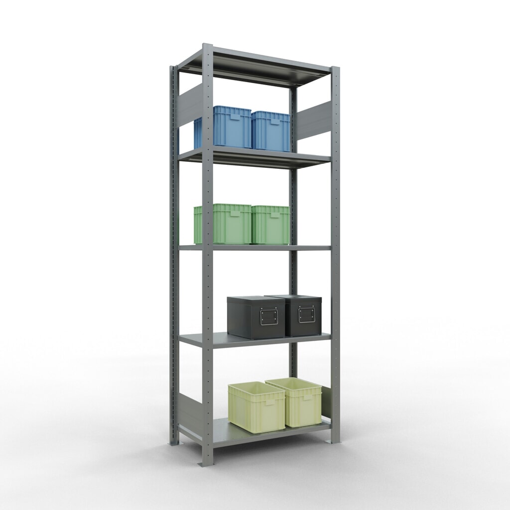 SCHULTE Rayonnage à tablettes galvanisé avec 5 tablettes en tôle d’acier, charge par tablette 150 kg, HxlxP 2 000 x 810 x 436 mm N° de l'image du produit 2 : SCHULTE Rayonnage à tablettes galvanisé avec 5 tablettes en tôle d’acier, charge par tablette 150 kg, HxlxP 2 000 x 810 x 436 mm