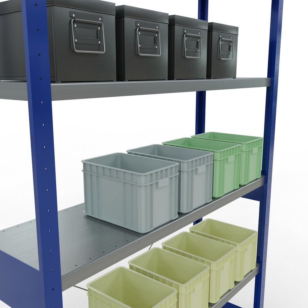 Numéro de l'image du produit 4: SCHULTE Rayonnage à tablettes, bleu gentiane / galvanisé, charge par tablette 250 kg, HxlxP 2 500 x 1 360 x 436 mm