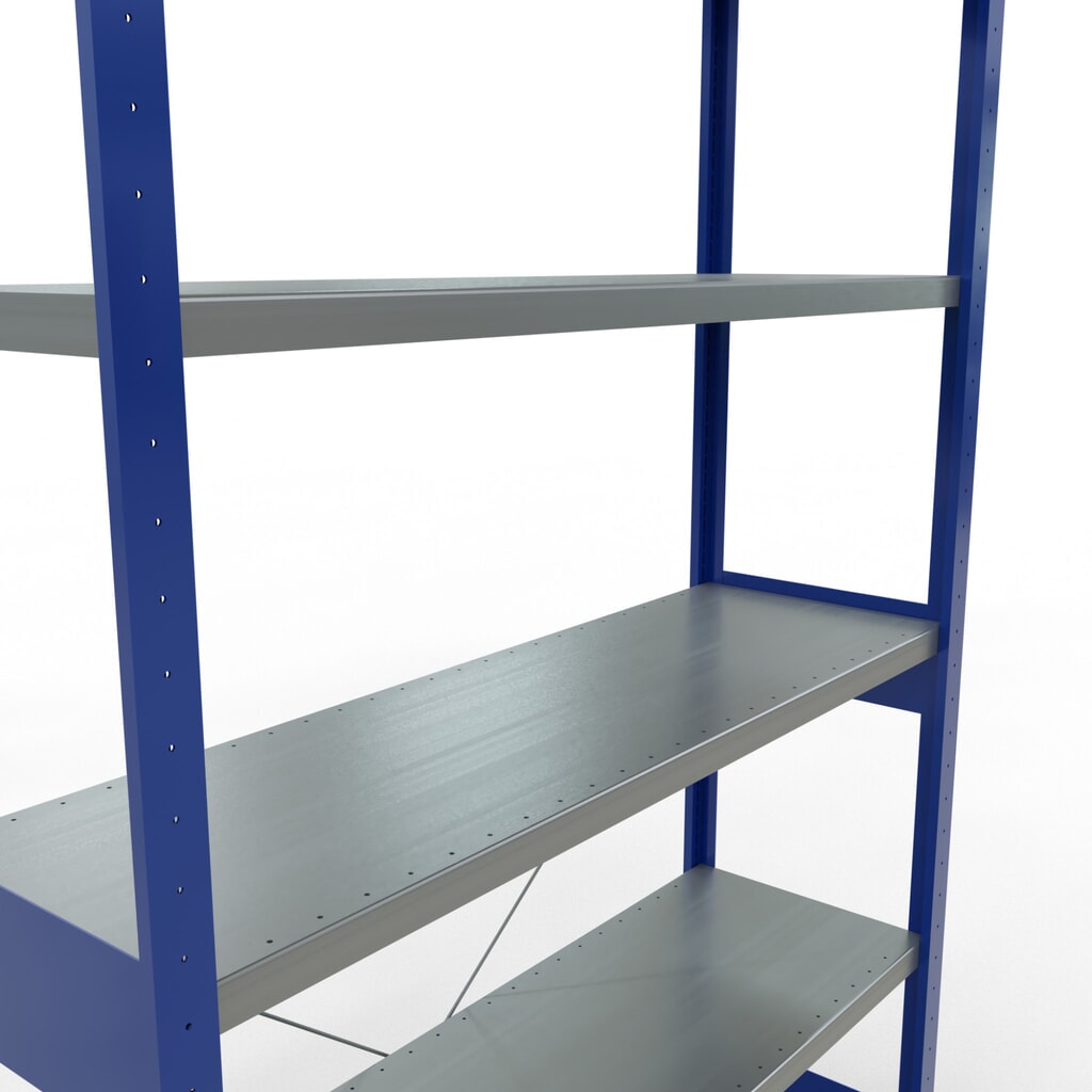 SCHULTE Rayonnage à tablettes, bleu gentiane / galvanisé, charge par tablette 250 kg, HxlxP 2 500 x 1 360 x 436 mm N° de l'image du produit 5 : SCHULTE Rayonnage à tablettes, bleu gentiane / galvanisé, charge par tablette 250 kg, HxlxP 2 500 x 1 360 x 436 mm