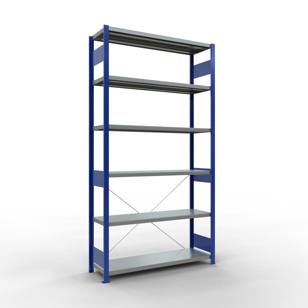 SCHULTE Rayonnage à tablettes, bleu gentiane / galvanisé, charge par tablette 250 kg, HxlxP 2 500 x 1 360 x 436 mm Illustration du produit: SCHULTE Rayonnage à tablettes, bleu gentiane / galvanisé, charge par tablette 250 kg, HxlxP 2 500 x 1 360 x 436 mm