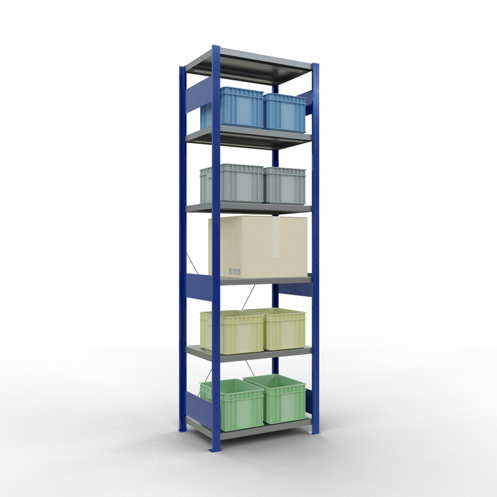 N° de l'image du produit 3 : SCHULTE Rayonnage à tablettes, bleu gentiane / galvanisé, charge par tablette 250 kg, HxlxP 2 500 x 810 x 536 mm