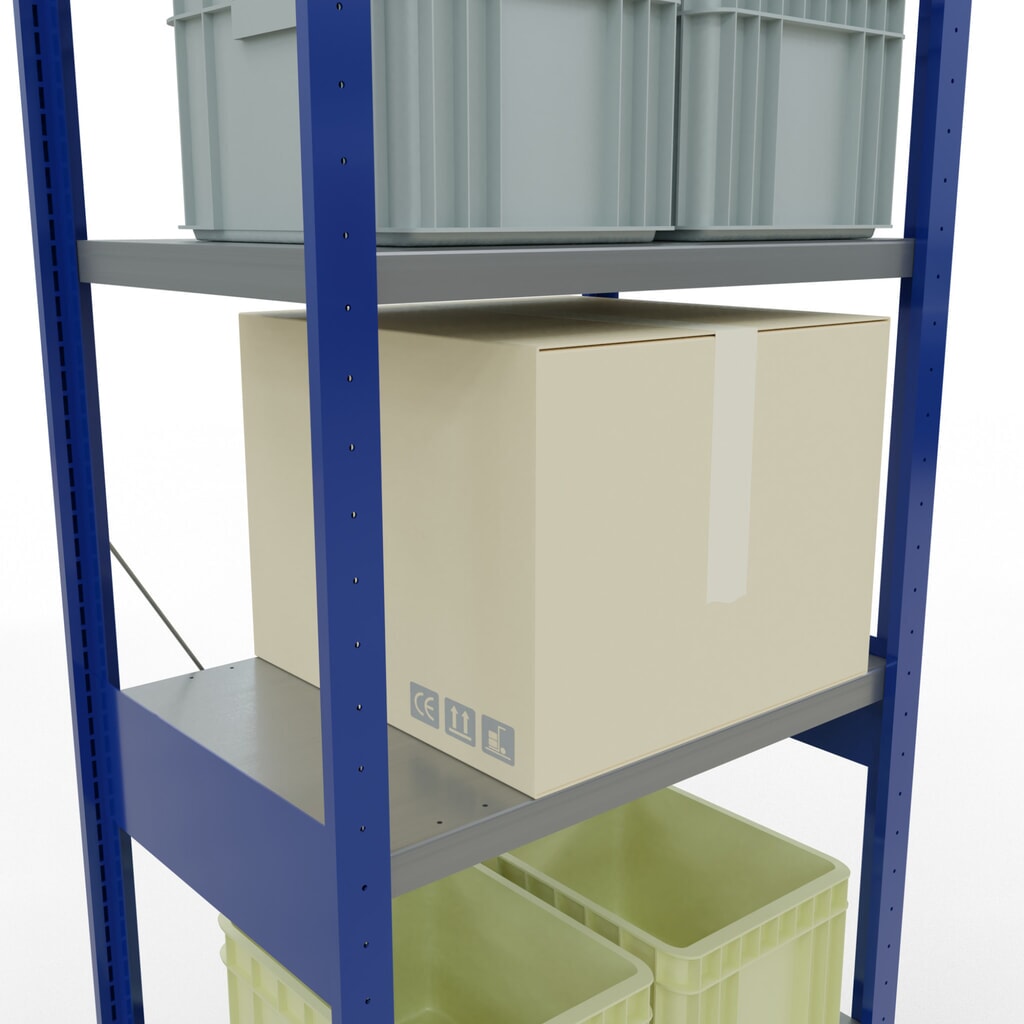 N° de l'image du produit 4 : SCHULTE Rayonnage à tablettes, bleu gentiane / galvanisé, charge par tablette 250 kg, HxlxP 2 500 x 810 x 536 mm