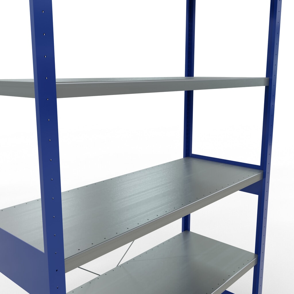 SCHULTE Rayonnage à tablettes, bleu gentiane / galvanisé, charge par tablette 250 kg, HxlxP 2 500 x 1 360 x 536 mm N° de l'image du produit 5 : SCHULTE Rayonnage à tablettes, bleu gentiane / galvanisé, charge par tablette 250 kg, HxlxP 2 500 x 1 360 x 536 mm