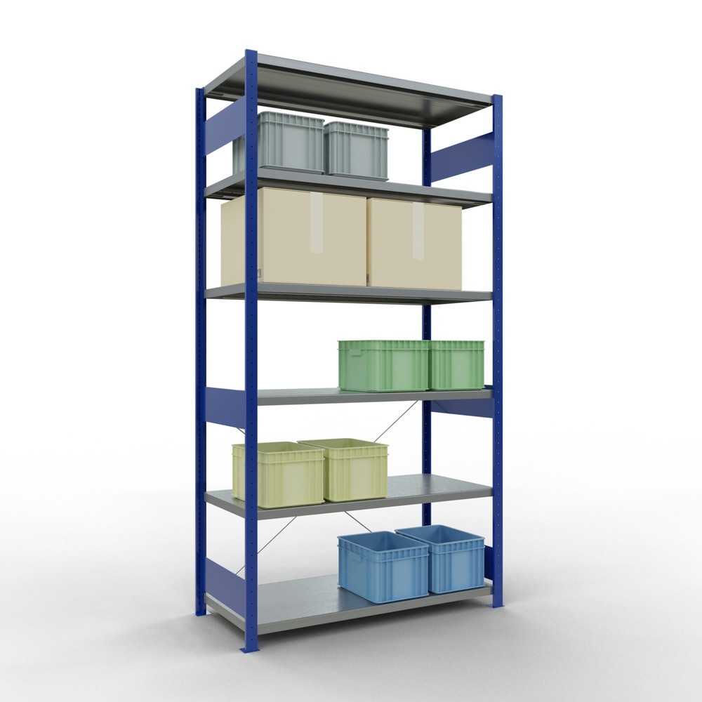 Numéro de l'image du produit 3: SCHULTE Rayonnage à tablettes, bleu gentiane / galvanisé, charge par tablette 250 kg, HxlxP 2 500 x 1 360 x 636 mm