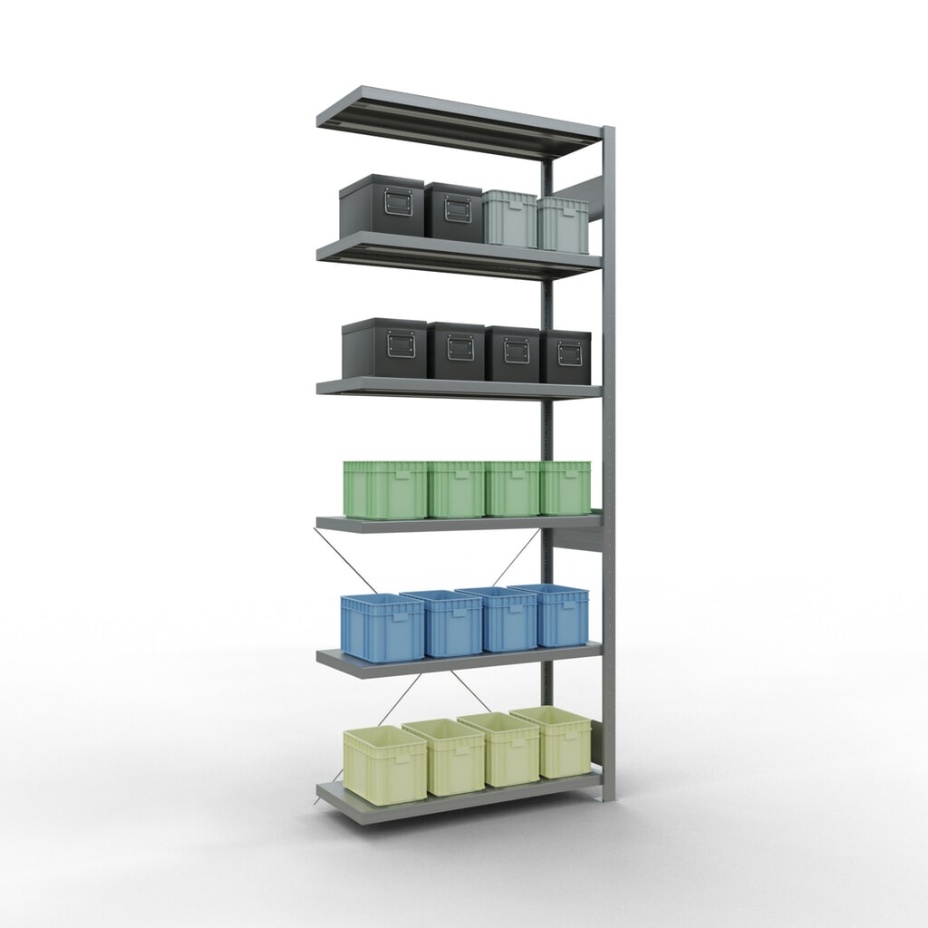 N° de l'image du produit 3 : Rayonnage à tablettes SCHULTE, montage par enfichage, travée auxiliaire, charge par tablette 330 kg, galvanisé, HxlxP 2 500 x 1000 x 400 mm