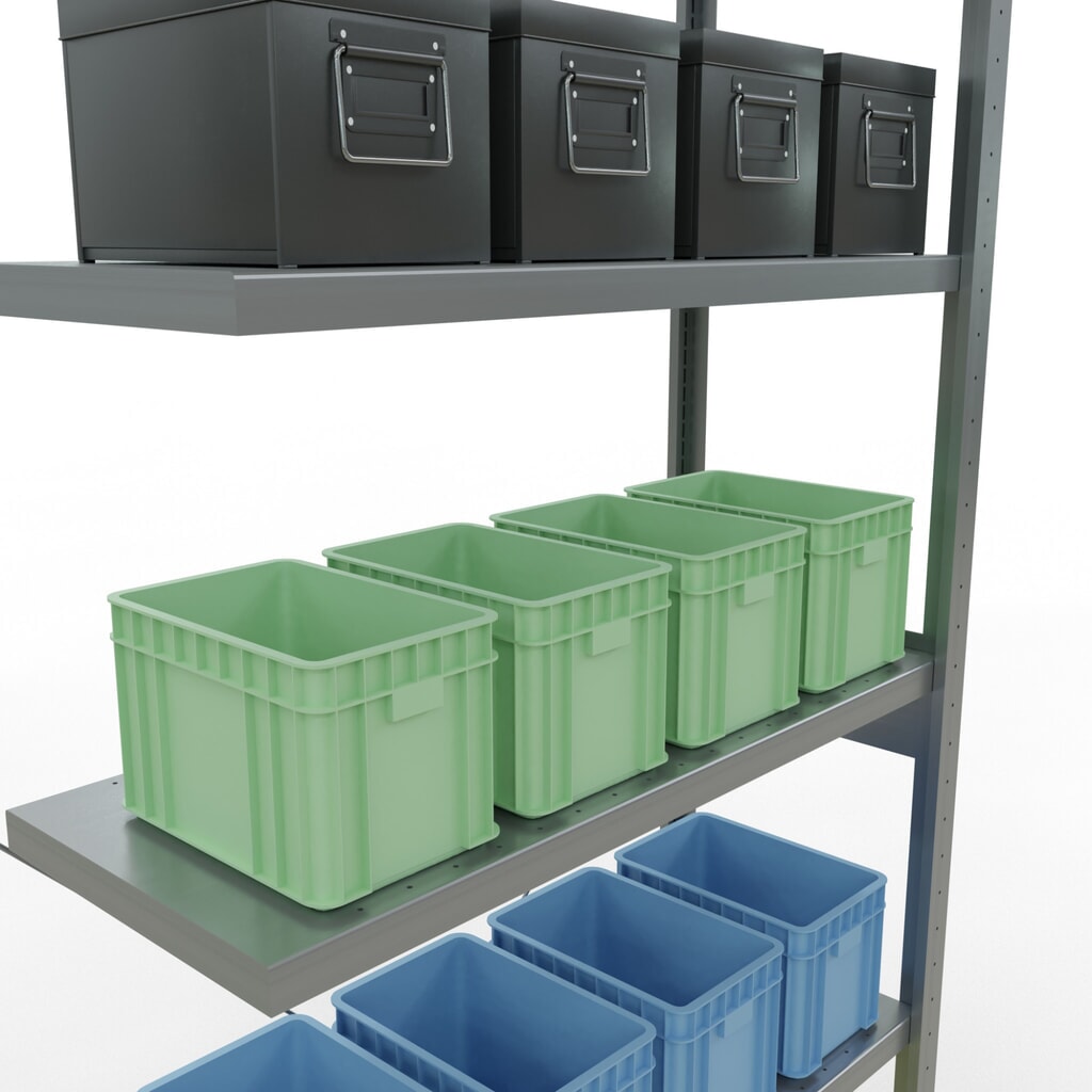 N° de l'image du produit 4 : Rayonnage à tablettes SCHULTE, montage par enfichage, travée auxiliaire, charge par tablette 330 kg, galvanisé, HxlxP 2 500 x 1000 x 400 mm