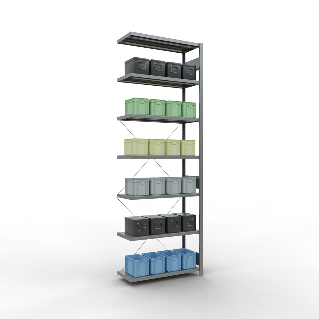N° de l'image du produit 3 : Rayonnage à tablettes SCHULTE, système à emboîter, travée auxiliaire, charge par tablette 330 kg, galvanisé, HxlxP 3000 x 1000 x 400 mm
