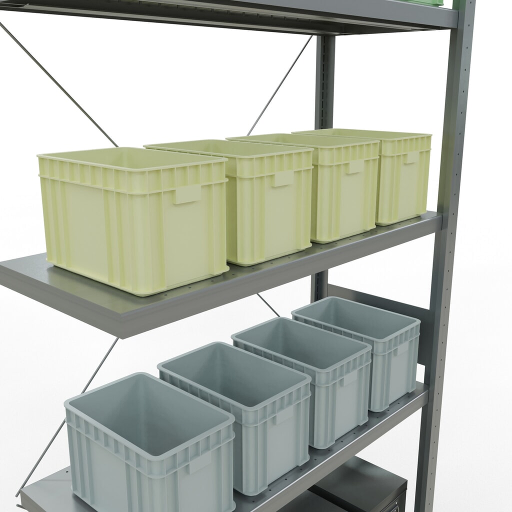 N° de l'image du produit 4 : Rayonnage à tablettes SCHULTE, système à emboîter, travée auxiliaire, charge par tablette 330 kg, galvanisé, HxlxP 3000 x 1000 x 400 mm