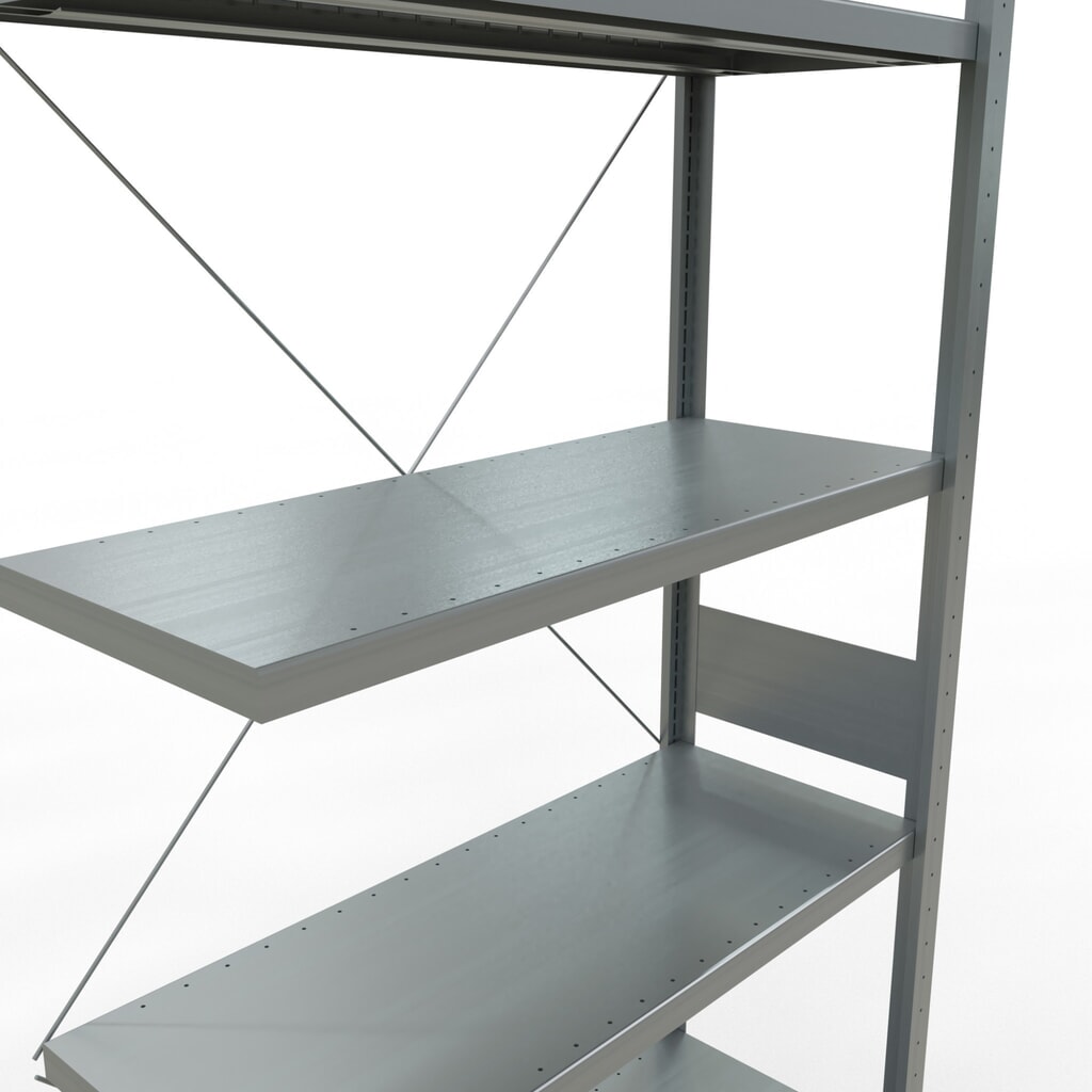 N° de l'image du produit 5 : Rayonnage à tablettes SCHULTE, système à emboîter, travée auxiliaire, charge par tablette 330 kg, galvanisé, HxlxP 3000 x 1000 x 400 mm