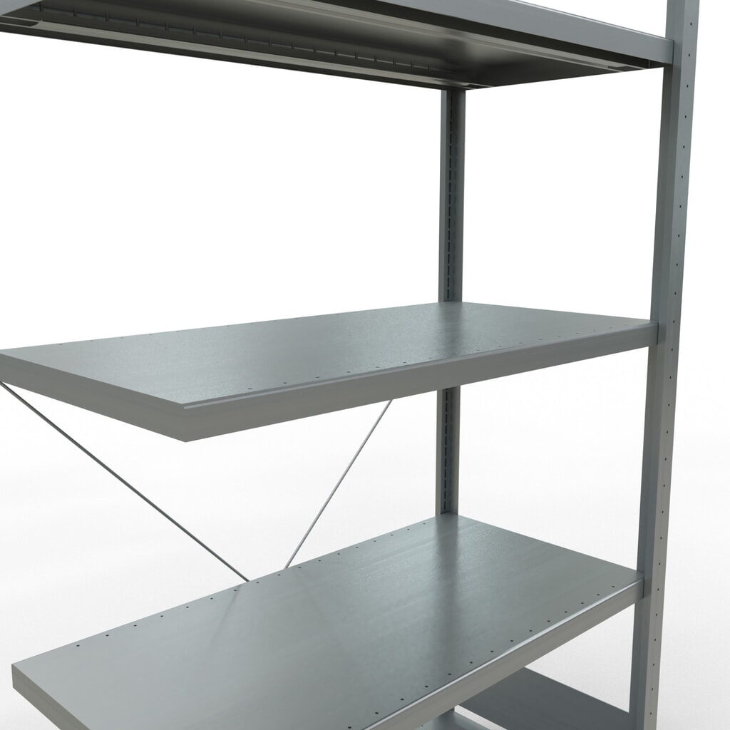 Rayonnage à tablettes SCHULTE, montage par enfichage, travée auxiliaire, charge par tablette 330 kg, galvanisé, HxlxP 2000 x 1000 x 500 mm N° de l'image du produit 5 : Rayonnage à tablettes SCHULTE, montage par enfichage, travée auxiliaire, charge par tablette 330 kg, galvanisé, HxlxP 2000 x 1000 x 500 mm