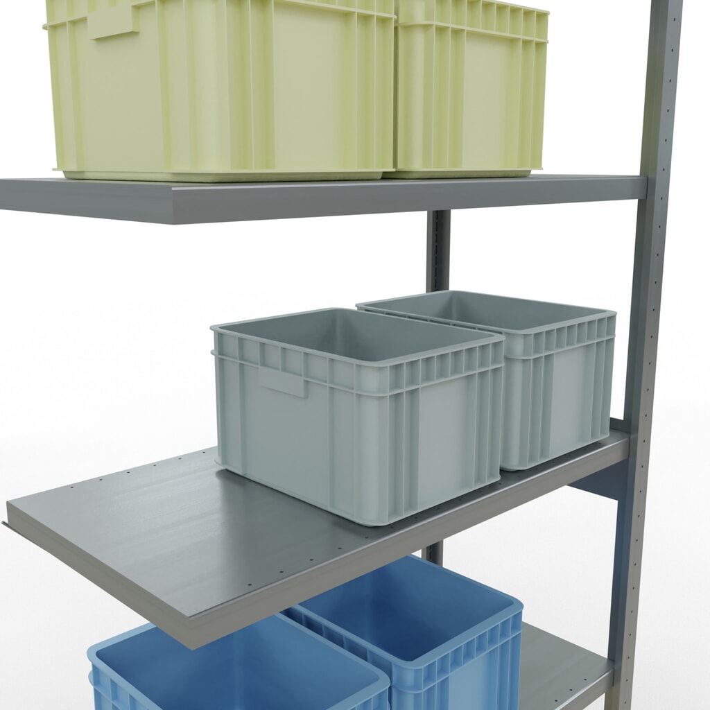 N° de l'image du produit 4 : Rayonnage à tablettes SCHULTE, système à emboîter, travée auxiliaire, charge par tablette 330 kg, galvanisé, H x l x P 2 500 x 1 000 x 500 mm